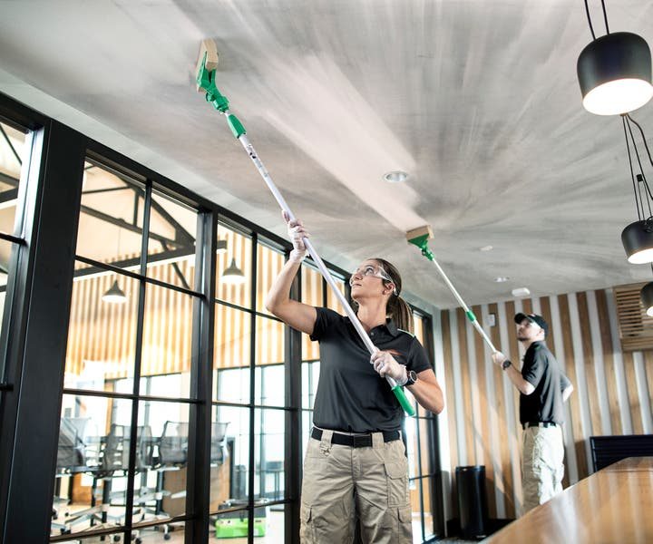 Detail cleaning of ceilings and fixtures